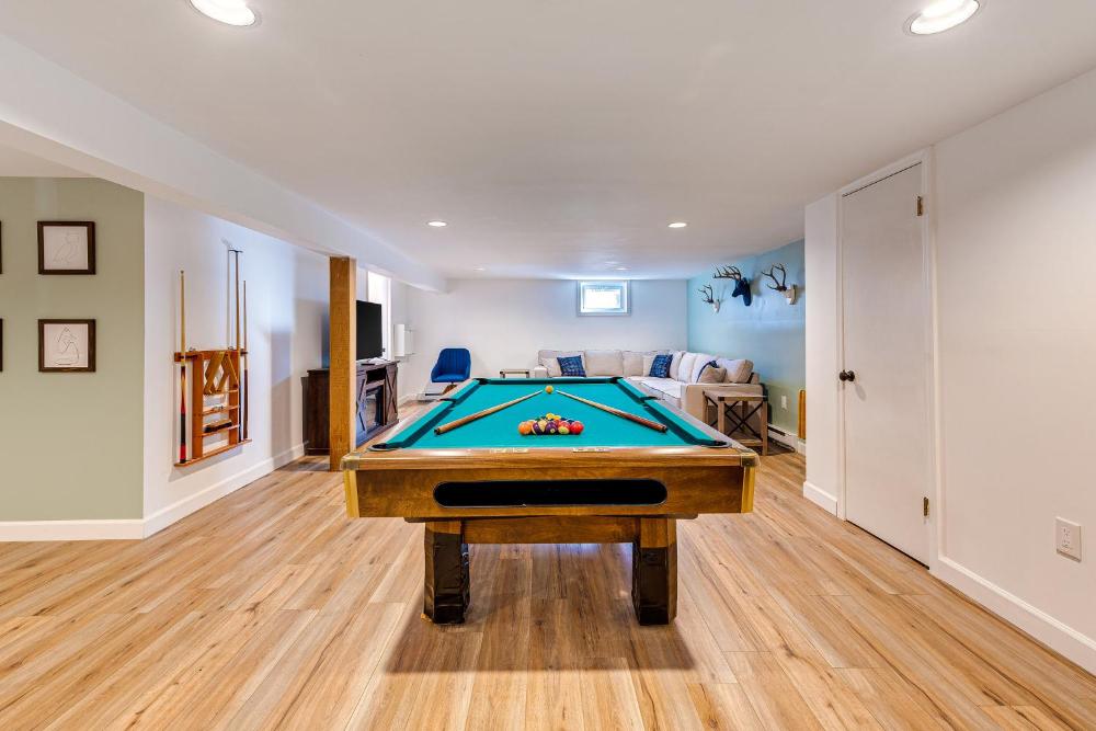 Game Room and Fire Pit Chic Pocono Pines Home!